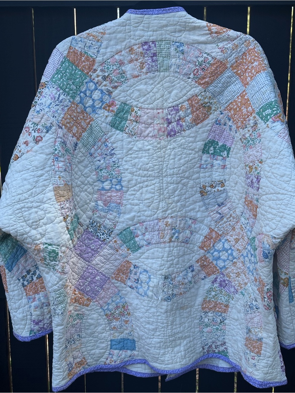 Vintage Handmade Hand Quilted Pastel Patchwork Quilted Jacket - Light Multicolor - Picture 2 of 10